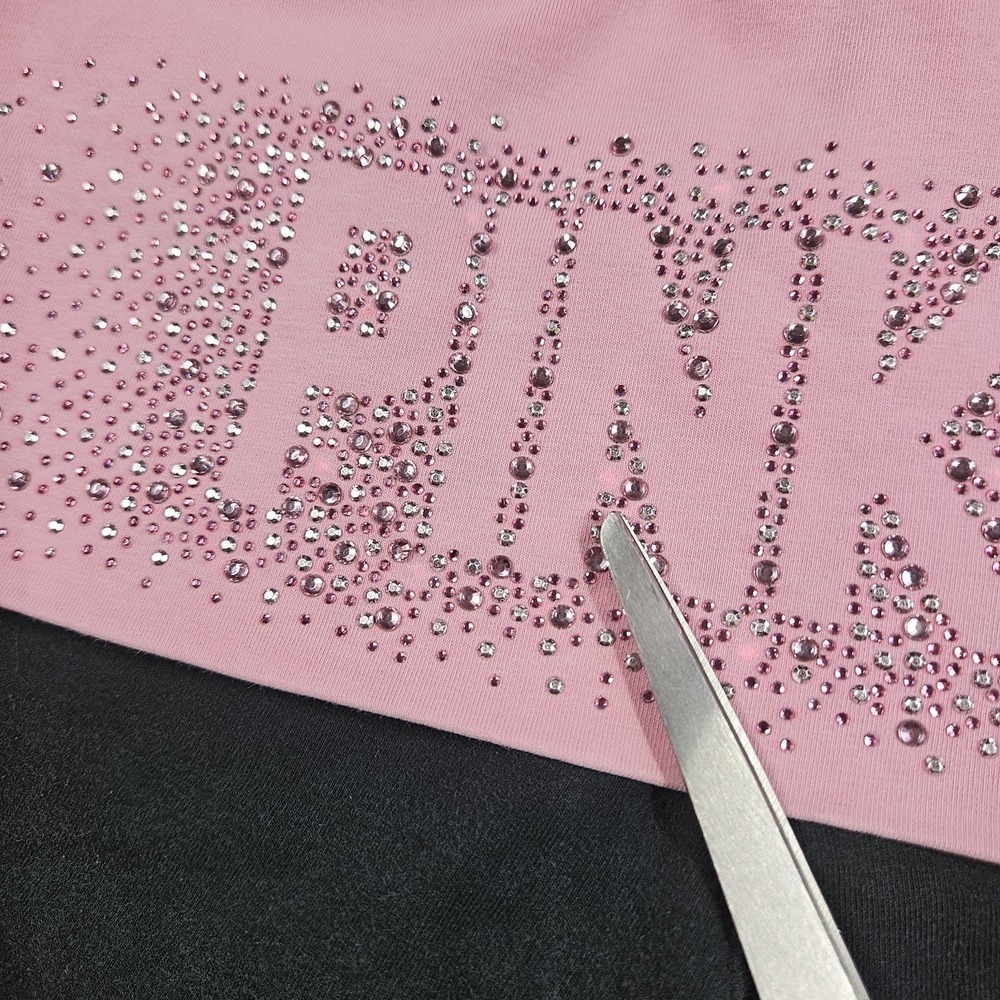 Y2K Victoria's Secret Pink Fold Over Yoga Pants Medium Bling Flare Sequin - Picture 4 of 16